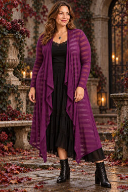 SWAK Designs 4X Purple Cardigan Sheer Open Front Long Sleeve Stretch Y2K USA